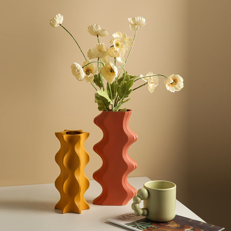 Vaso Decorativo Geométrico de Ceramica - PrimorDecor