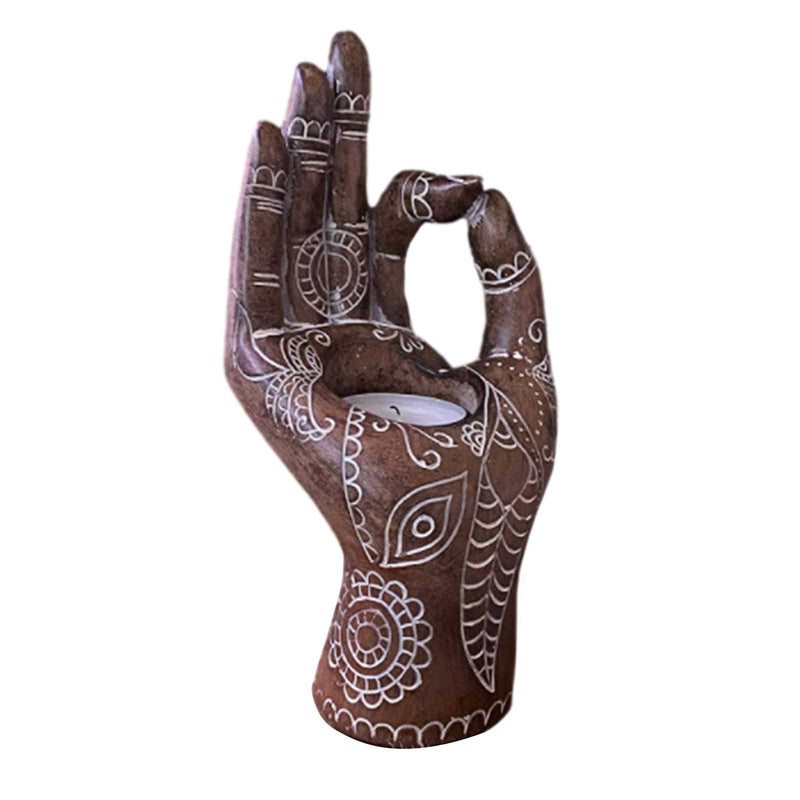 Porta vela Mãos de Budah para Yoga - PrimorDecor