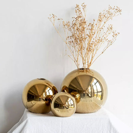 Vaso Dourado Para Decoração GoldenBall